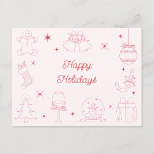 かわいい ファン ピンク 赤 手描き クリスマス 非写真