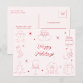 かわいい ファン ピンク 赤 手描き クリスマス 非写真 (正面/裏面)