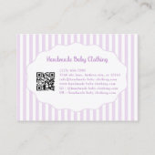 かわいい フェミニン パープル ホワイト リボン ストライプ 名刺 (裏面)