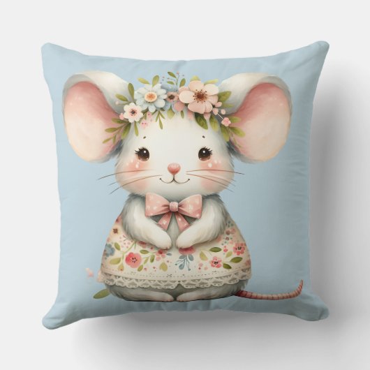 かわいい フラワーマウスドレス フラワークラウン クッション (裏面)