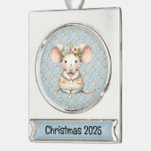 かわいい フラワー マウス ドレス 花冠 シルバープレートバナーオーナメント (左)