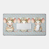 かわいい フラワー マウス ドレス 花冠 デスクマット (キーボード&マウス)