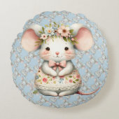 かわいい フラワー マウス ドレス 花冠 ラウンドクッション (正面)