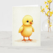 かわいい フワフワの 鳥のアートカード カード (黄色い花)