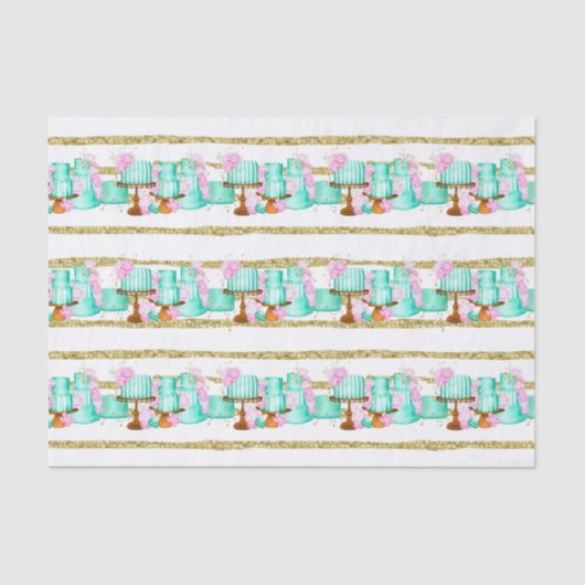 かわいい ブライダルシャワー ウェディングケーキ タイル状 薄葉紙 (正面)