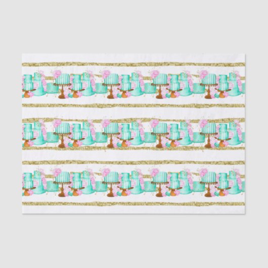 かわいい ブライダルシャワー ウェディング ケーキ タイル 薄葉紙 (正面)