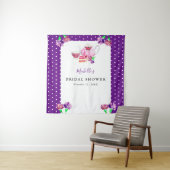 かわいい ブライダルシャワー ティーパーティー パープル背景 タペストリー (インサイチュ)