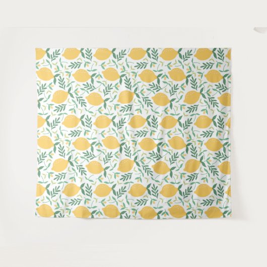 かわいい&ブライトカントリーファームイエローレモンパターン タペストリー (正面(横))