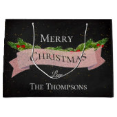 かわいい | ブラックボード | メリークリスマス | ラージペーパーバッグ (正面)
