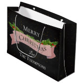 かわいい | ブラックボード | メリークリスマス | ラージペーパーバッグ (正面アングル)