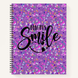 かわいい ブラック ブレットジャーナル Always Smile タイポグラフィ ノートブック