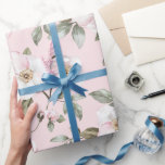 かわいい ブラッシュピンクの白い花 ブライダルシャワー ラッピングペーパー<br><div class="desc">かわいい ブラッシュピンクの白い花 ブライダルシャワー</div>