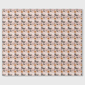 かわいい「ブー!」 ハロウィーン幽霊&カボチャ模様 ラッピングペーパー (フラット)