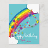 かわいい プレtty 女の子らしい 虹 星 空 雲 & 名前 ポストカード (正面)