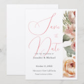 かわいい プロフェッショナル ミニマリスト プレーン モダン フラワー セーブザデート (正面/裏面)