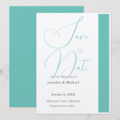 かわいい プロフェッショナル ミニマリスト プレーン モダン ブルー セーブザデート (正面/裏面)