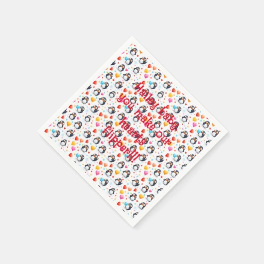 かわいい&ペカラフルンギン大好き スタンダードカクテルナプキン (角)