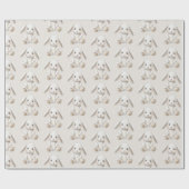 かわいい ホワイトクリーム うさぎ クリスマス ラッピングペーパー (フラット)