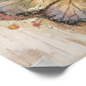 かわいい ボヘミアンフラワー フェアリー パステル 水彩画 ポスター (角)