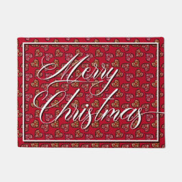 かわいい&ボーエレガントーハート赤いヴィンテージパターン ドアマット