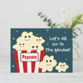 かわいい·ポップコーン映画テーマパーティー 招待状 (スタンド正面)