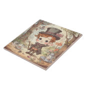 かわいい マッドハッター 不思議の国のファンタジーアート タイル (側面)
