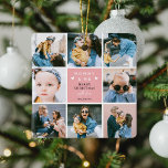 かわいい「ママ&ミー」フォトコラージュMerry Christmas セラミックオーナメント<br><div class="desc">自分の'Mommy & Me'を作るKeepsake写真のクリスマスオーナメント。デザインは、あなたの選択の8トレンディーinsta正方形の写真、かわいい文字'Mommy & Me'、2つの小さなハート – メリークリスマス！書道の台本エレガントに「愛をもって」と書いた人の名前。モムズが永遠に大切にする初めてのクリスマスの美しい贈り物。正方形のブロックは任意の色に変更することができホームのデコクリックアに合わせカスタマイズる'さらに'.写真のヒント：結果をアップロードするためのトリミングとセ最高のンターの写真。</div>