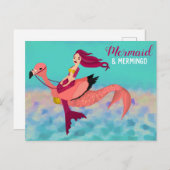 かわいい&マーメおもしろいード&メルミンゴイラストレーション ポストカード (正面/裏面)