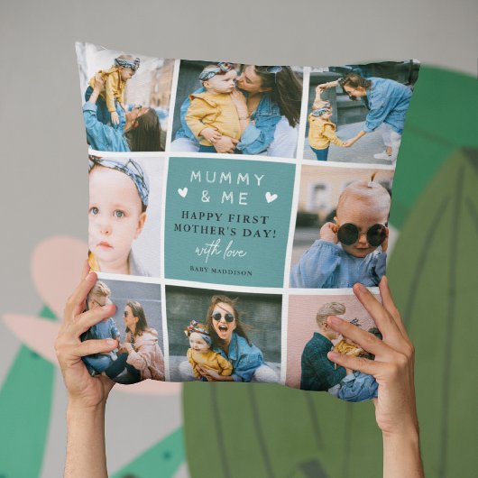 かわいい「ミイラ&ミー」写真コラージュ1日目 クッション