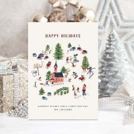 かわいい ミニマリスティックな ノルディック ウィンター ヴィレッジ クリスマス