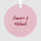 かわいい ミニマリスト ワインレッド カリグラフィー オリジナルネーム オーナメント (裏面)