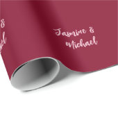 かわいい ミニマリスト ワインレッド カリグラフィー オリジナルネーム ラッピングペーパー (ロールコーナー)