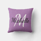 かわいい ミニマル パープル モノグラム クッション (裏面)
