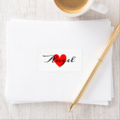 かわいい ミニマル 現代風 白 赤 ハート お名前を追加 ラベル (インサイチュ)