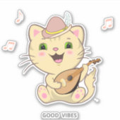 かわいい ミュージカル タビー ギャバメント キャラメル ネコ ステッカー シール (正面)