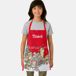 かわいい ミーアキャット お菓子の家 クリスマス 子供用 エプロン