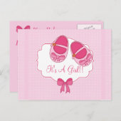 かわいい「メアリージャネス」ベビーシャワー招待状はがき インビテーションポストカード (正面/裏面)