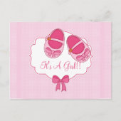 かわいい「メアリージャネス」ベビーシャワー招待状はがき インビテーションポストカード (正面)