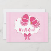 かわいい「メアリージャネス」女の子の赤ちゃんシャワー 招待状 (正面)