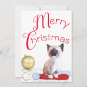 かわいい メリークリスマス シャム猫 サンタ帽子 シーズンカード (正面)