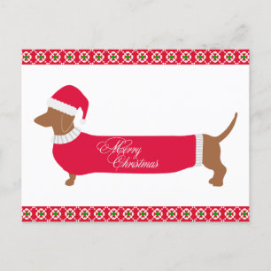かわいい メリークリスマス ダックスフンド 犬 ポストカード