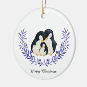 かわいい メリークリスマス ペンギンの家族 セラミックオーナメント (左)