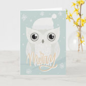 かわいい メリー スノー オウル デザイン カード (黄色い花)