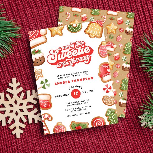 かわいい メリー リトル スイーティー ジンジャーブレッド ベイビー シャワー 招待状