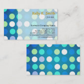 かわいい，モダントレンディー，ビッグブルー，緑の水玉模様 名刺 (正面/裏面)