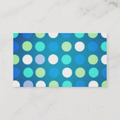 かわいい，モダントレンディー，ビッグブルー，緑の水玉模様 名刺 (裏面)