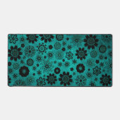 かわいい モダン おしゃれ ガーリー クール フラワー パターン ティール デスクマット (正面)