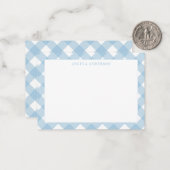 かわいい モダン パステル ライトブルー ギンガム チェック柄 ノートカード (正面/裏面インサイチュ)