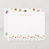 かわいい モダン ファンシー 花柄 ピンク ガーリー ノートカード (正面/裏面)