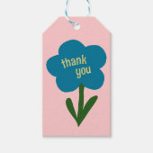 かわいい モダン フラワー 青とピンクのありがとう ギフトタグ (正面)